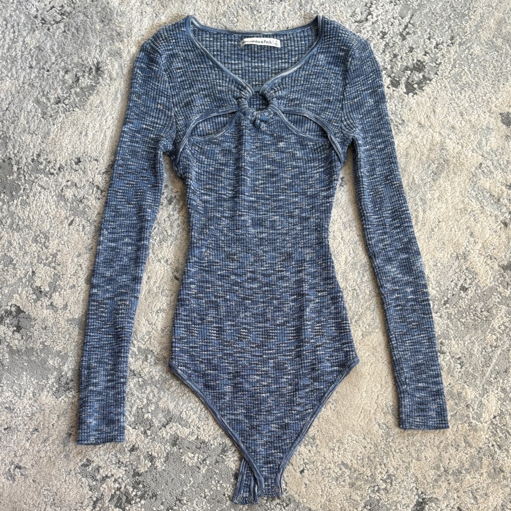 Abercrombie & Fitch Textured Blue Knit Top
